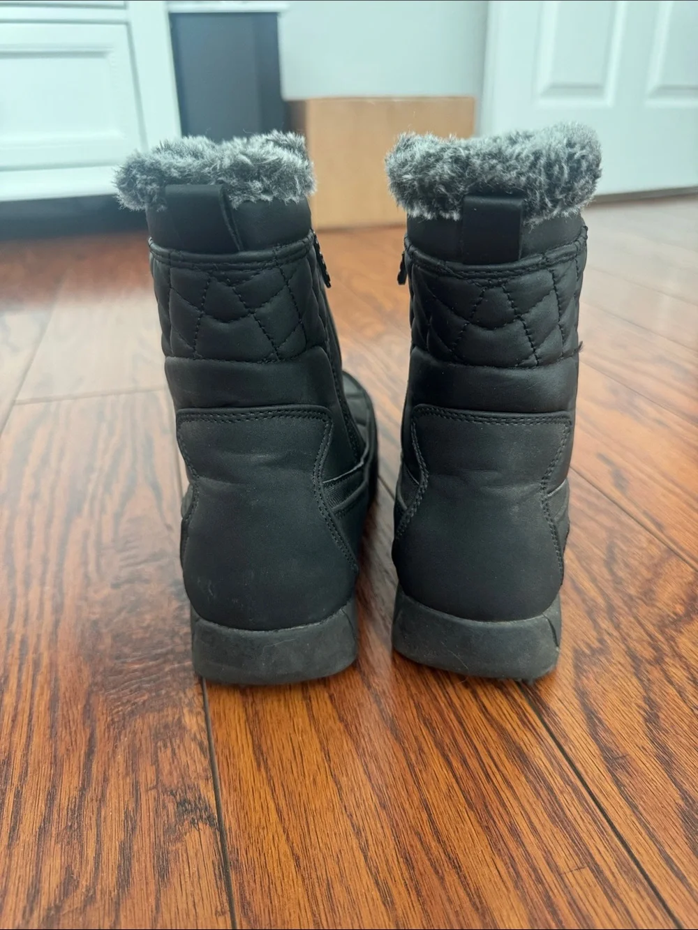 Black Faux-Fur Trim Winter Boots